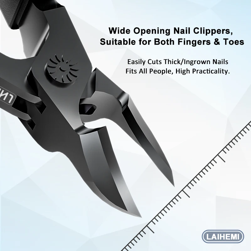 مجموعة ماكينة قص أظافر القدم السميكة قطعة واحدة - ماكينة قص أظافر واسعة الفك مع مقبض طويل، قطري فائق الحادة N