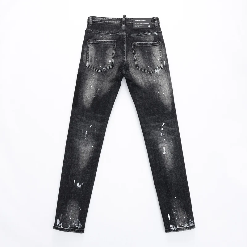 Street Fashion Men Jeans High Quality Retro Black Gray Stretch Skinny Fit Ripped Jeans Men Painted Designer Brand Vintage Pants - Image 6
