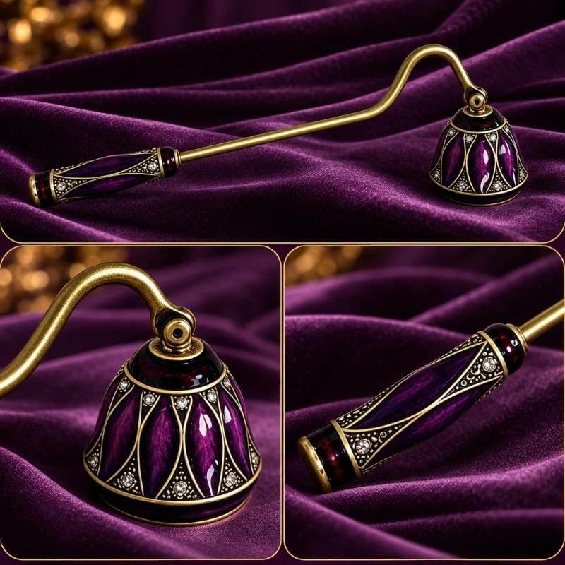 Decorative Snuffer with Contrasting Finishes, Extended Handle, and a Cover for Scented Care and Display Near 87HA