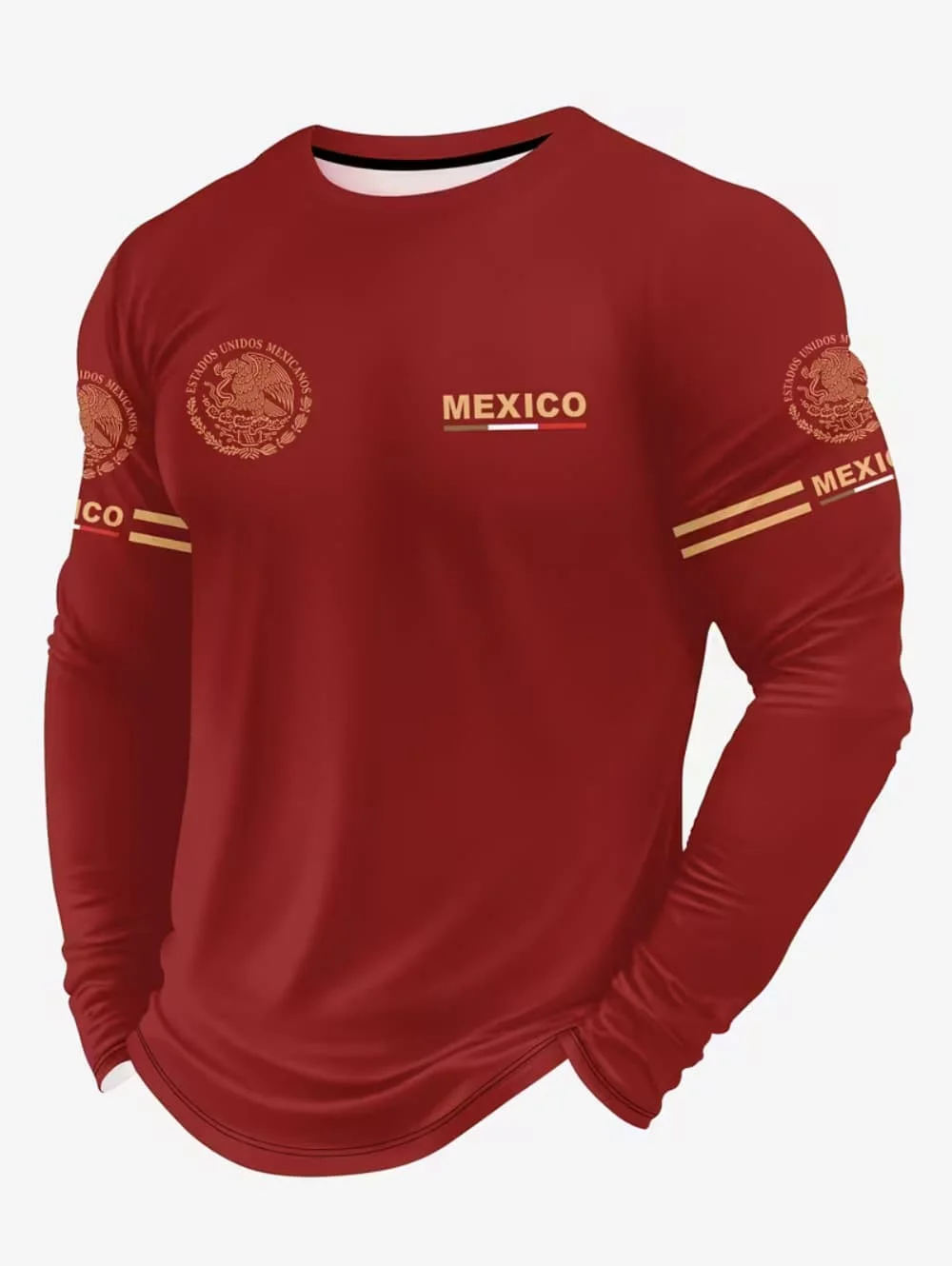Mexico Eagle Print T Shirt for Men Fashion Comfortable Cotton Long Sleeve T-Shirt Casual O-Neck Pullover Autumn Loose Men's Tops view 4