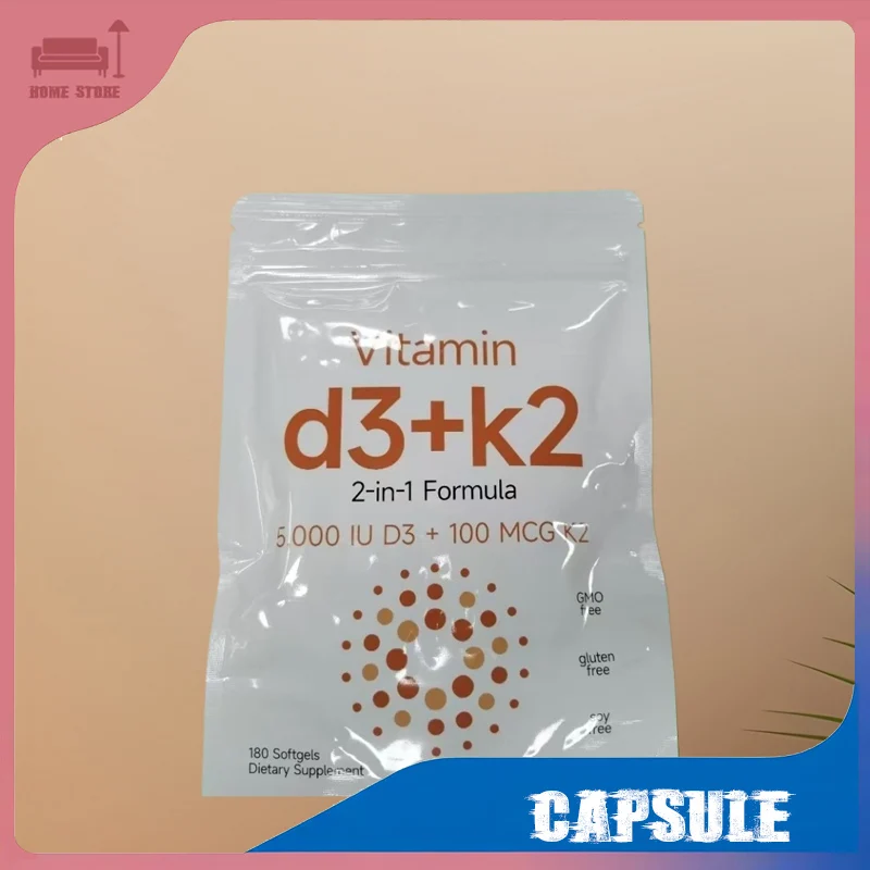 

1/2/3bags 2-in-1 Vitamin D3 K2 Capsules Liquid Filled with Sunflower Oil Easy To Swallow Protect Joints Teeth Boost Metabolism