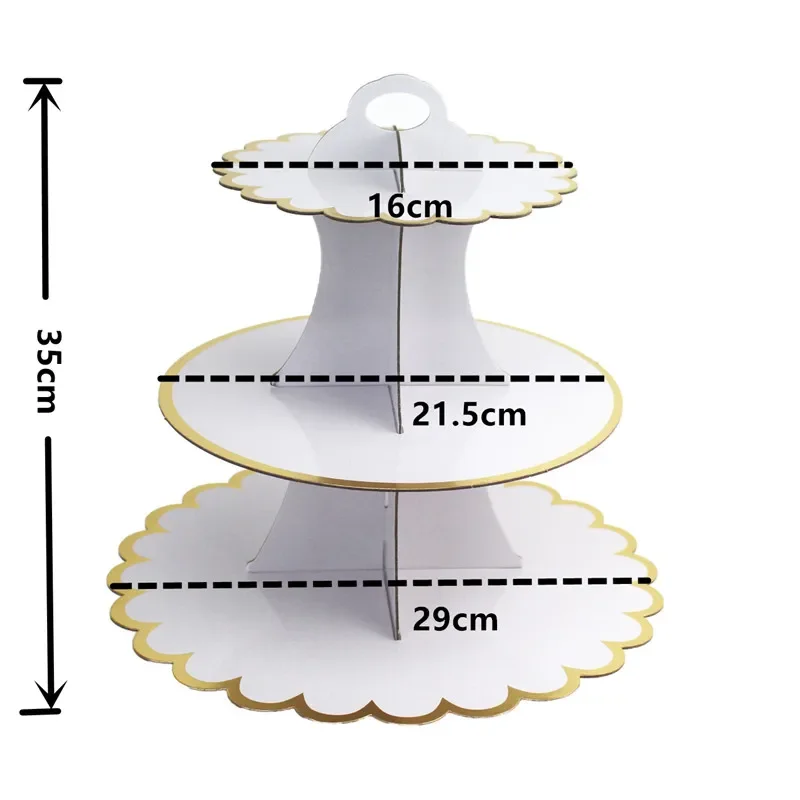 Simple Paper 3 Tier Cupcake Stand Birthday Party Decor Props Wedding Disposable Dessert Display Shelves Baby Shower Cake Decor