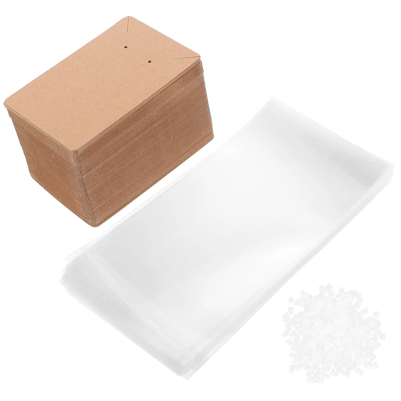 

120 Sets Jewelry Packaging Display Cards Kraft Paper Earring Holder Bags Earring Backings Necklace Storage Organizer DIY