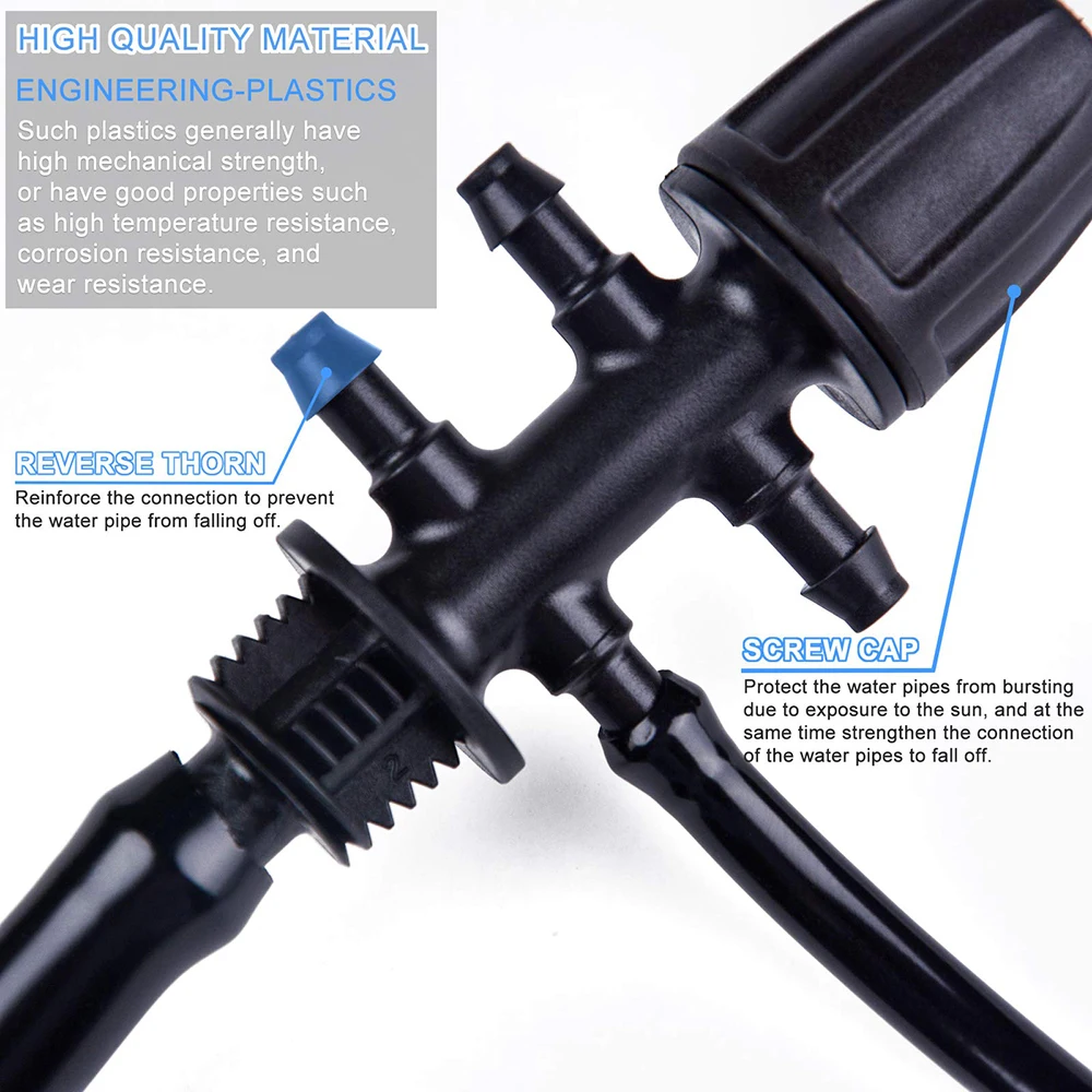 Conector de tubería de PE de 16mm, tuercas de bloqueo, acoplamiento de agua de jardín, tubería de 1/2 pulgadas, accesorios de manguera de 4/7mm,