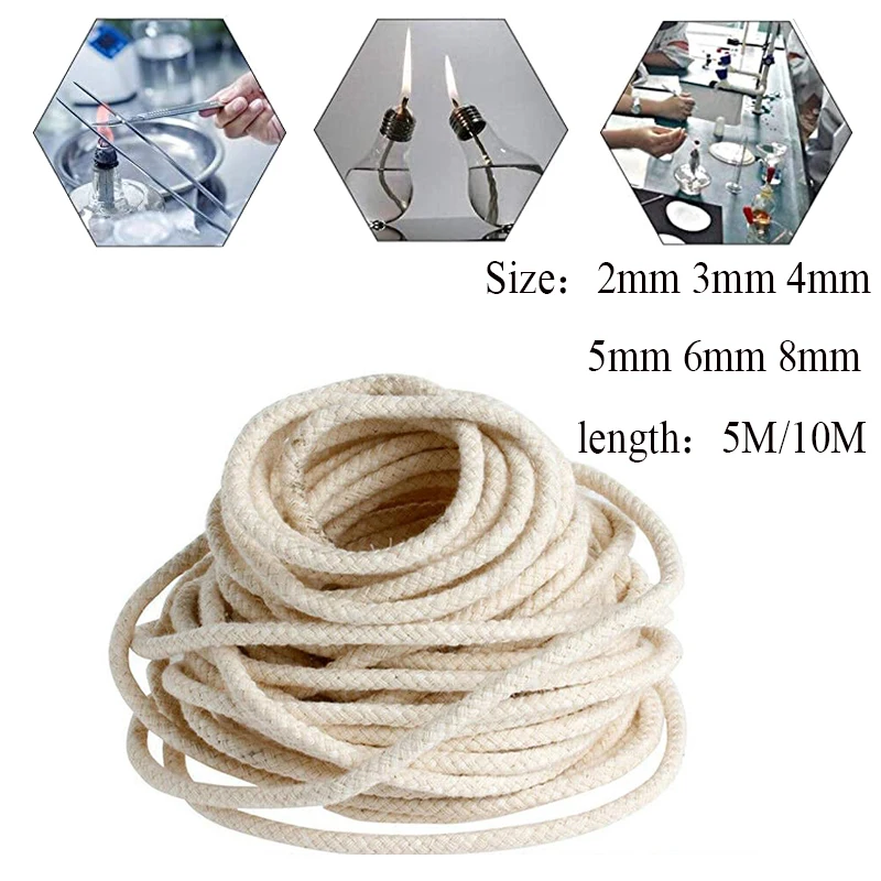 Burner Alcohol Wick Rope Cotton Wick Round Cotton Kerosene Oil Lamp Wicks 2/3/4/5/6/8MM