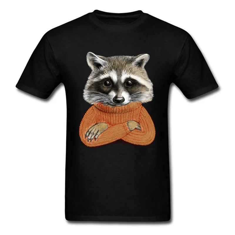 Cute Animal Raccoon Men\'s 3d Print Tshirt Round Neck Black Oversized T-Shirt Summer 2023 Short Sleeves Street Casual Tees Tops