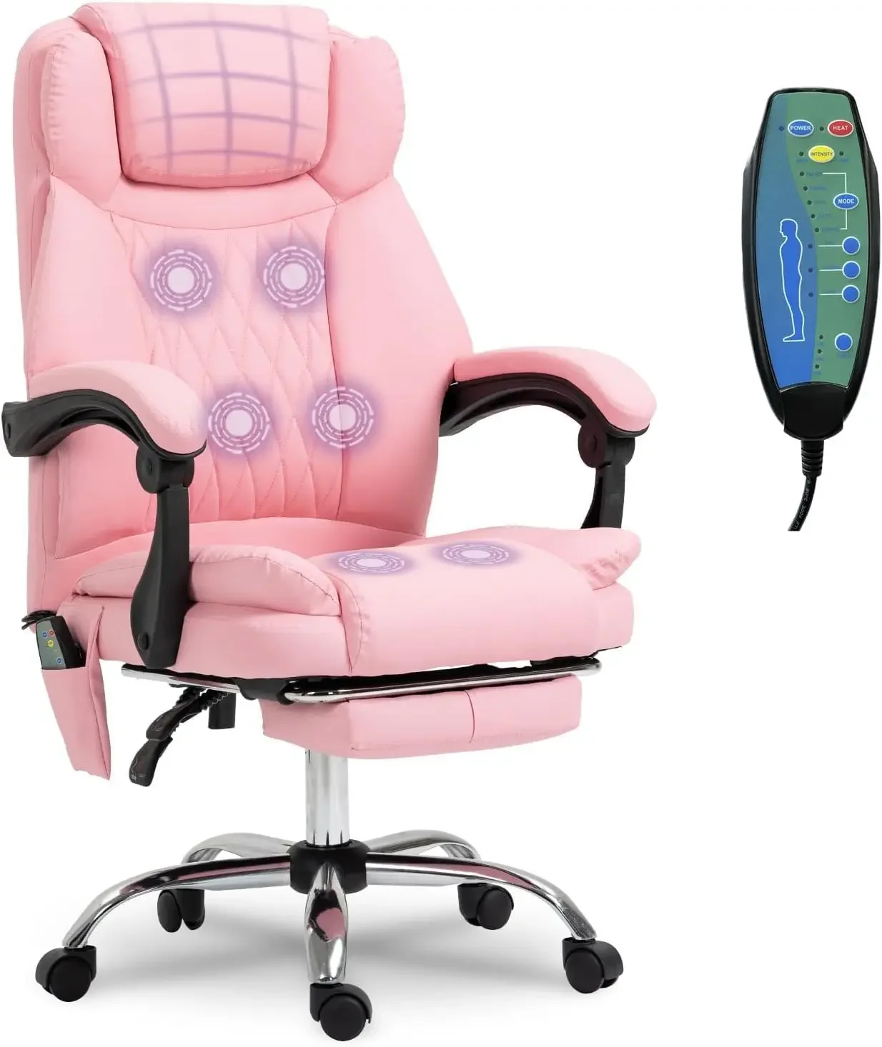 

Ergonomic Office Chair with Massager, Heated Office Chair Reclining Massage Desk Chair, Home Office Desk Chair w/Foot Rest
