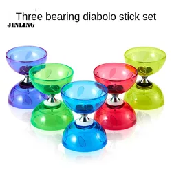 Triple Bearing Diabolo with Sticks and Extra String Diabolo Metal Sticks Juggling Gift for Fitness Diabolo Beginners Adults Kids