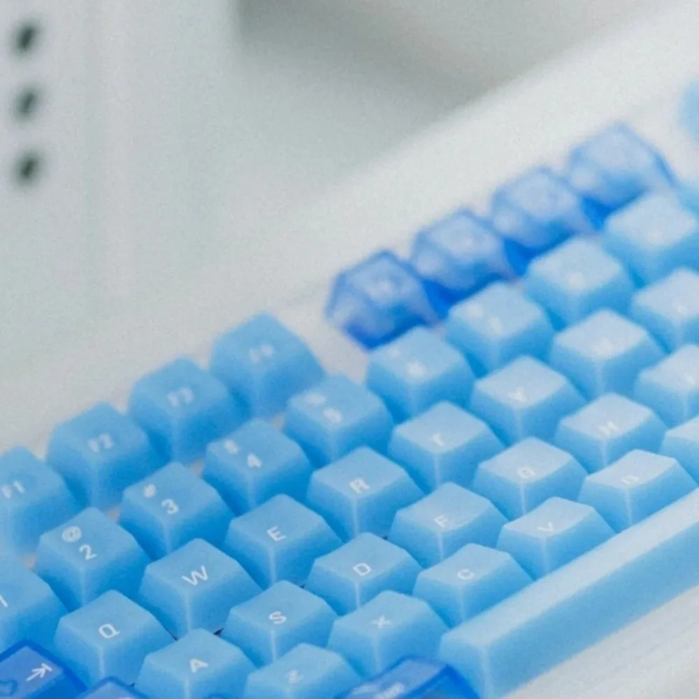 LeleLab Ocean Blue Theme Keycaps Set Cherry Profile PC Translucent Blue Minimalist Aesthetic Custom for MX Mechanical Keyboard