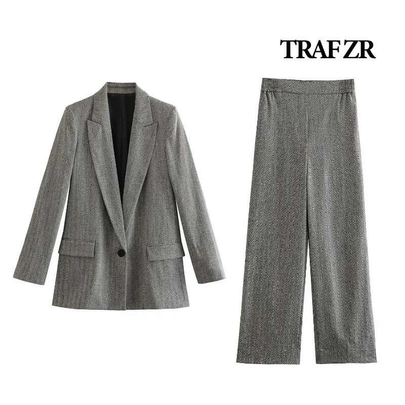 TRAF ZR Minimalist Sets Women\'s Suits Set 2 Elegant Pieces Y2k Outfit Set Office Lady Formal Sets Women\'s Summer Suit Set