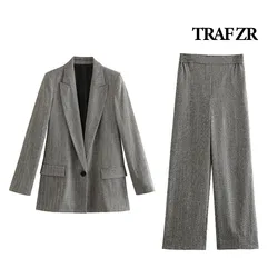 TRAF ZR Minimalist Sets Women's Suits Set 2 Elegant Pieces Y2k Outfit Set Office Lady Formal Sets Women's Summer Suit Set