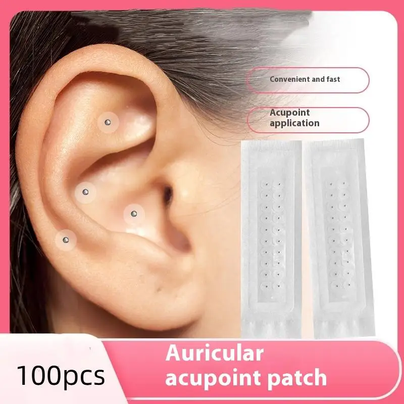 100Pcs Ear Bead Patch Auriculotherapy Breathable Acupressure Ear Press Bead Patch Sticker Acupressure Bead Patch