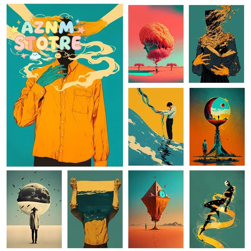 Affiches de pleine conscience modernes et surrealistes, impressions abstraites sans sens, peintures sur toile, images d'art mural, décoration pour la maison et le salon