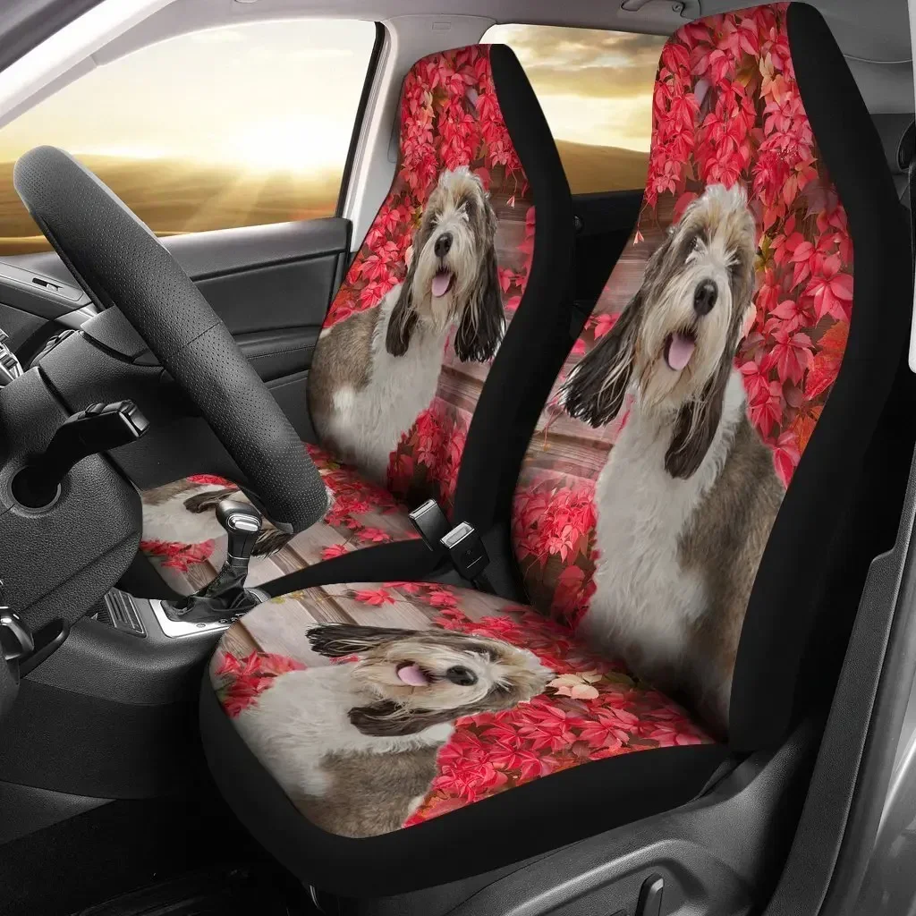 Cute Petit Basset Griffon Vendeen Print Car Seat Covers Set 2 Pc, Car Accessories Seat Cover