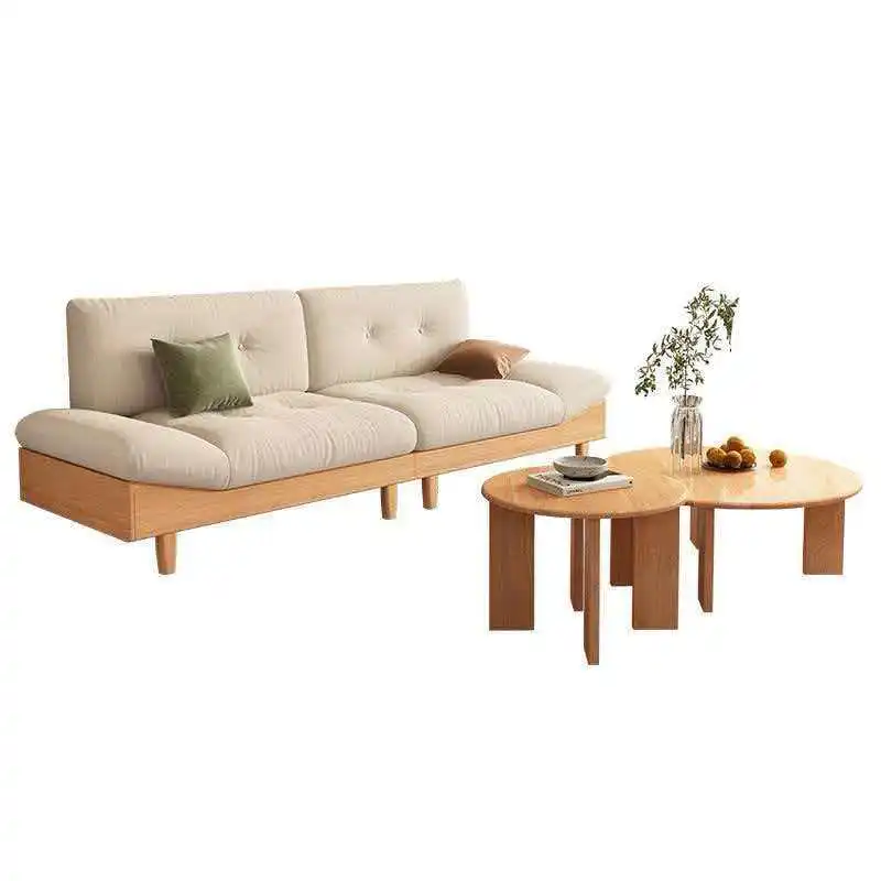 *High Quality 1 2 3 Seater Solid Wood Base Fabric Tofu Sofa Nordic Style Minimalist Lounge Sofa Collection for House