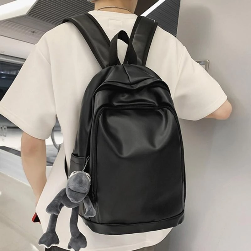

Y4QA PU Bookbag Travel Laptop Bag Daypack Pendant School Backpack for Teenager