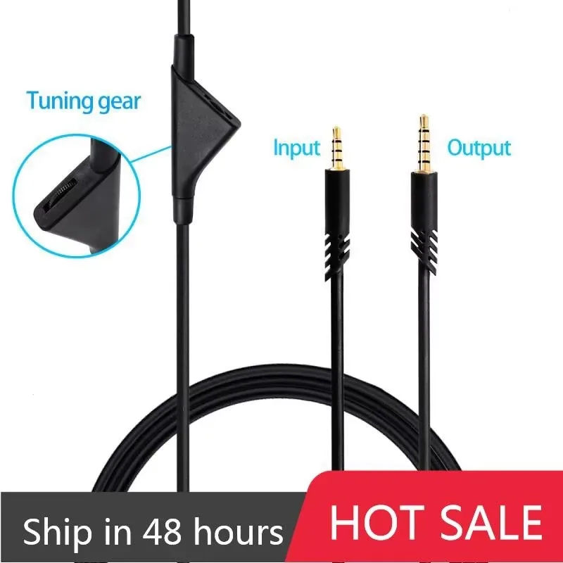 Replacement Black Audio Cable for Logitech Astro A10 A30 A40 A40TR Headphone Accessories Extension Cord with Mute Volume Control
