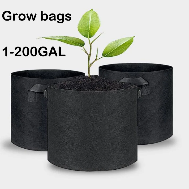 1 2 3 5 10 20 50 100 150 200 gal gallon Large Grow Bag garden Veg flower plant growing tree pots planter fabric jardin container