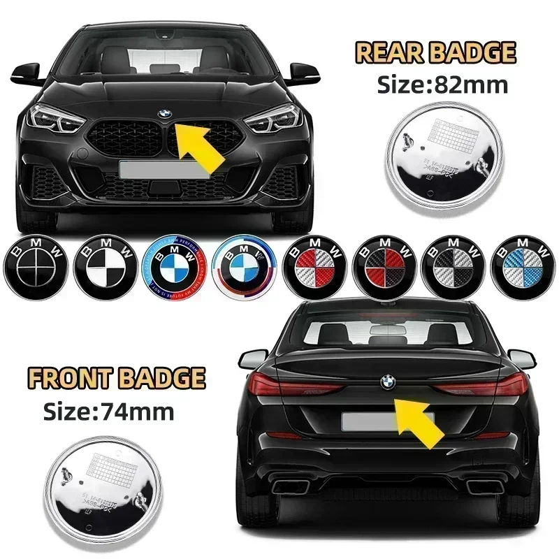 

74mm 82mm rear boot badges front hood trunk Emblem logo for BMW F15 F10 E64 E63 E60 E52 E83 E46 E92 E90 E84 E93 G03 F20 X3 X5 X6