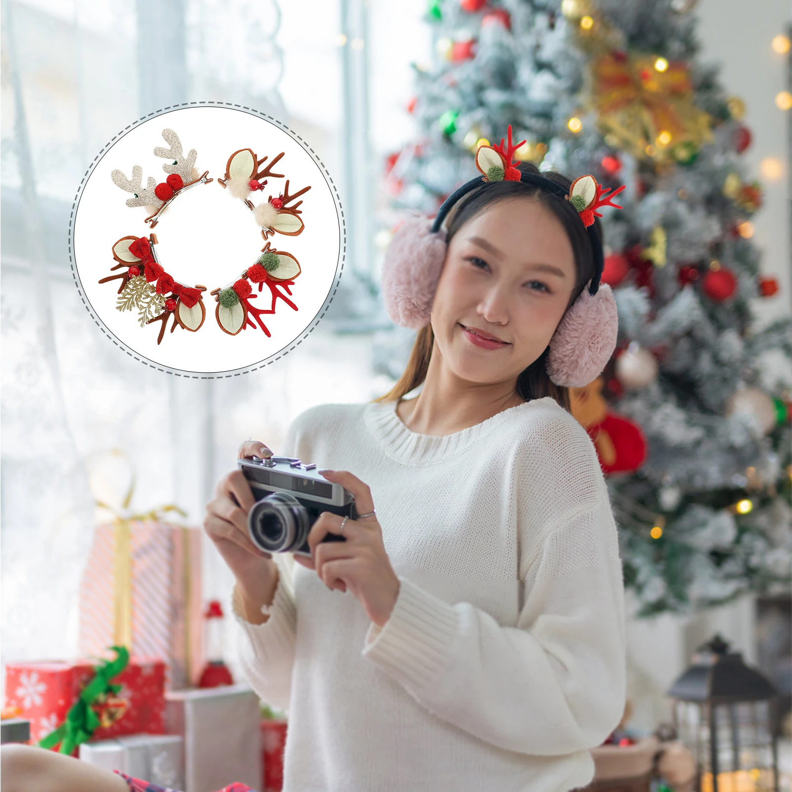 

4 Pairs Deer Horns Holiday Hair Clips Kids Reindeer Antlers Ear Party Ears Claw Decor
