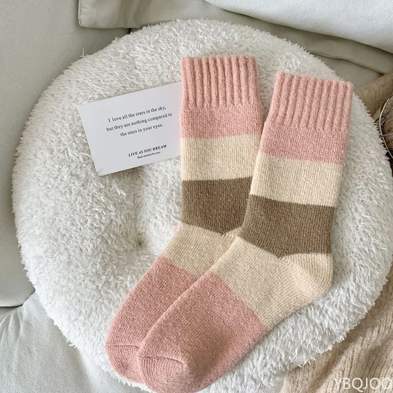 4 pairs of thick socks for women in autumn winter with looped plush thick midsole socks for warmth simplicity comfort