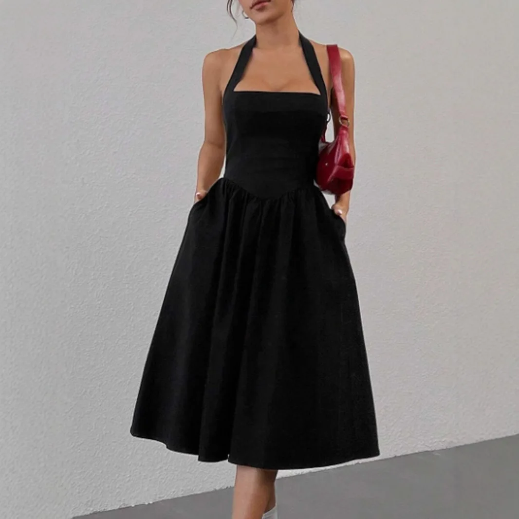 

Сексуальное модное однотонное утягивающее женское платье с подвесным сращиванием и средней талией, трикотажное платье Thiened Svel