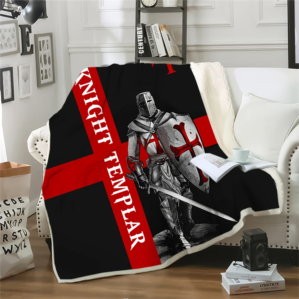 

HX Knights Templar Blanket Valiant Warrior 3D Printed Throw Blanket For Beds Office Nap Keep Warm Plush Quilt Dropshipping