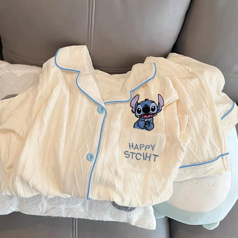 

Cartoon Stitch Girls Thin Long Sleeve Pajamas Ins Wind Anime Character Creative Kawaii Loose Loungewear Set Sweet Princess Wind
