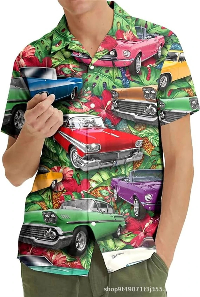 

Vintage Men'S Shirts 80s 90s Retro Car Tee 3D Print Short Sleeve Top Summer Clothing Multiple Pattern Shirt Oversized Streetwear