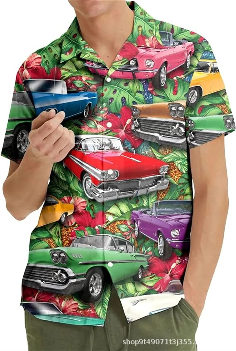 Vintage Men'S Shirts 80s 90s Retro Car Tee 3D Print Short Sleeve Top Summer Clothing Multiple Pattern Shirt Oversized Streetwear