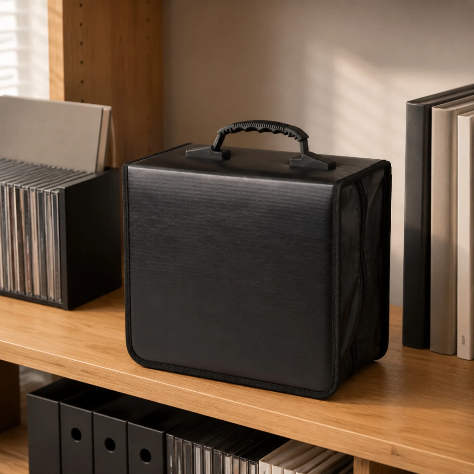 400-Disc CD Storage Case Sturdy PU CD Storage Case High Capacity Scratch Resistant for Media Rooms, Home