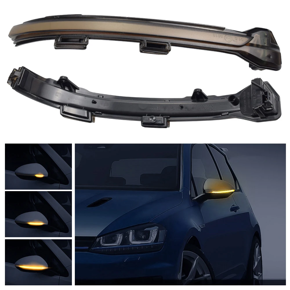 ل VW Golf MK7 7 GTI R GTD الديناميكي الوامض LED بدوره مصباح إشارة لفولكس واجن توران الجانب مرآة ضوء منتجات السيارات