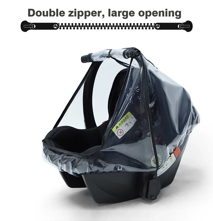 Baby-Kinderwagenkorb, winddichter Regenschutz, staubdichter, transparenter EVA-Regenschutz für Kinderwagen, Staubschutz, Moskitonetz – Detail 3