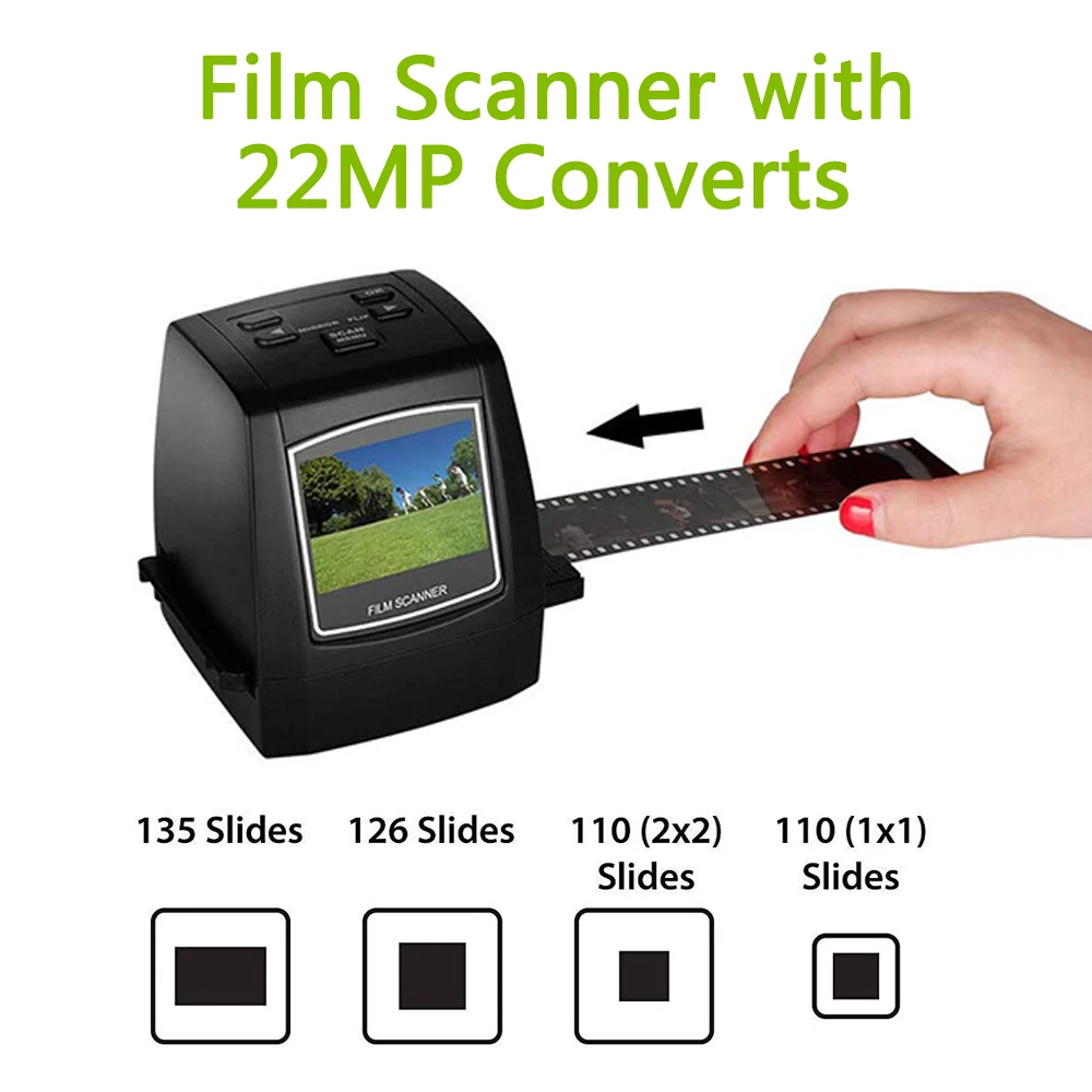 Imagem -02 - Tela Lcd Film Scanner 2.4 22mp Converte 126kpk 135 110 Super Negativo Slide Digital Photo Viewer Built-in 128mb de Memória