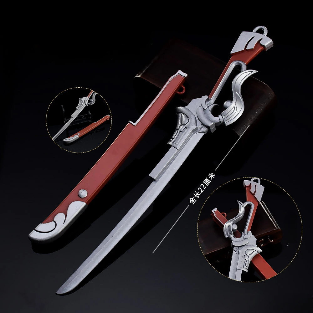 22cm Yasuo Flurry Wind Sword Western Cowboy Katana Lol Game Peripheral Cosplay Prop Mteal Ninja Samurai Knife Boys Toys Gift