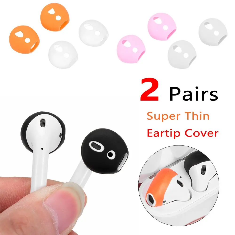 2 Pairs Anti Slip Silicone Case Cover Soft Replacement Eartips Noise Isolating Earphone Tips Earpads For AirPods Apple EarPods