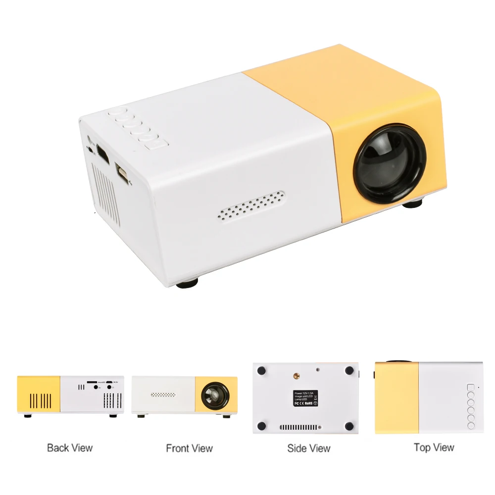 YG300 Mini LED Projector Yg300 Upgraded Version 1000 Lumen 320x240P HDMI-compatible USB Audio Home Media Player Beamer