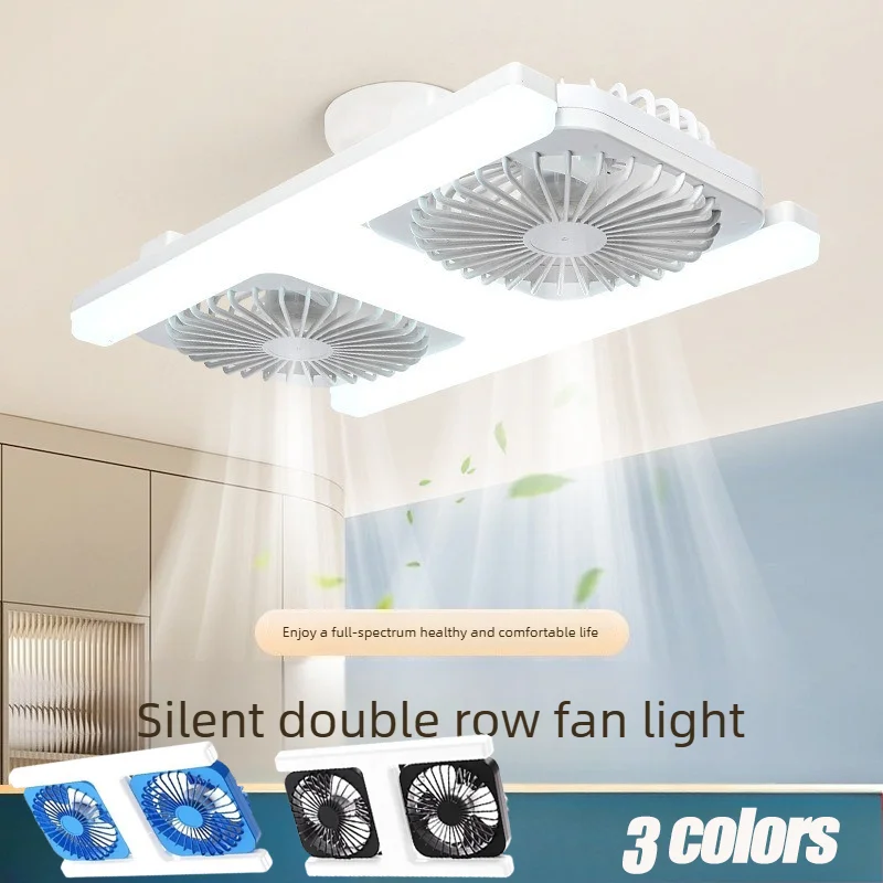 

Потолочный вентилятор-светильник E27 с LED-подсветкой, двухрядный, с супермощным воздушным потоком, бесшумный, для спальни и столовой