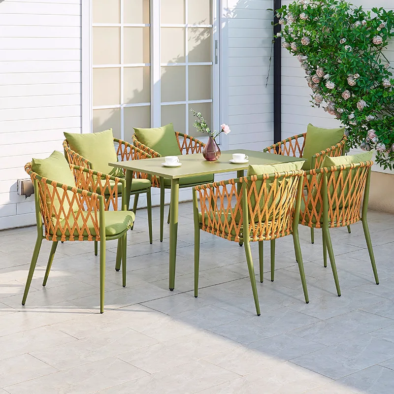 

Outdoor table and chairs courtyard villa terrace garden leisure rope table and chairs combination hotel homestay agritainment