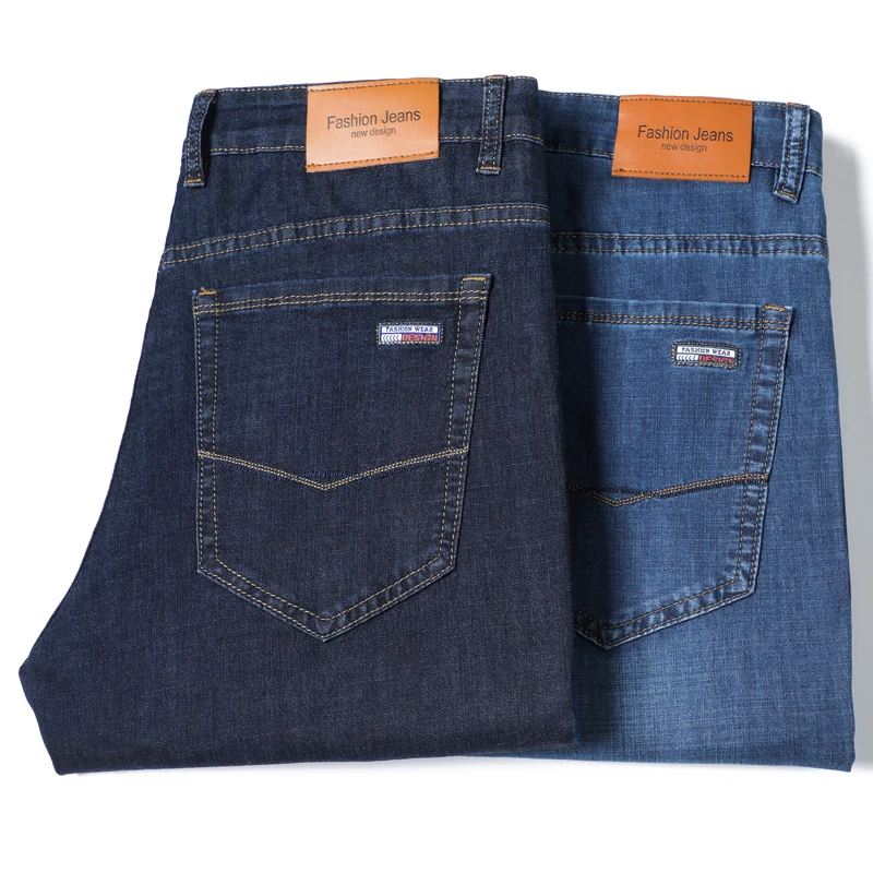 

2025 Spring Summer New Straight Men Jeans Mid Age Youth Fashion Casual Loose Fit Thin Cotton Comfortable Trousers Male