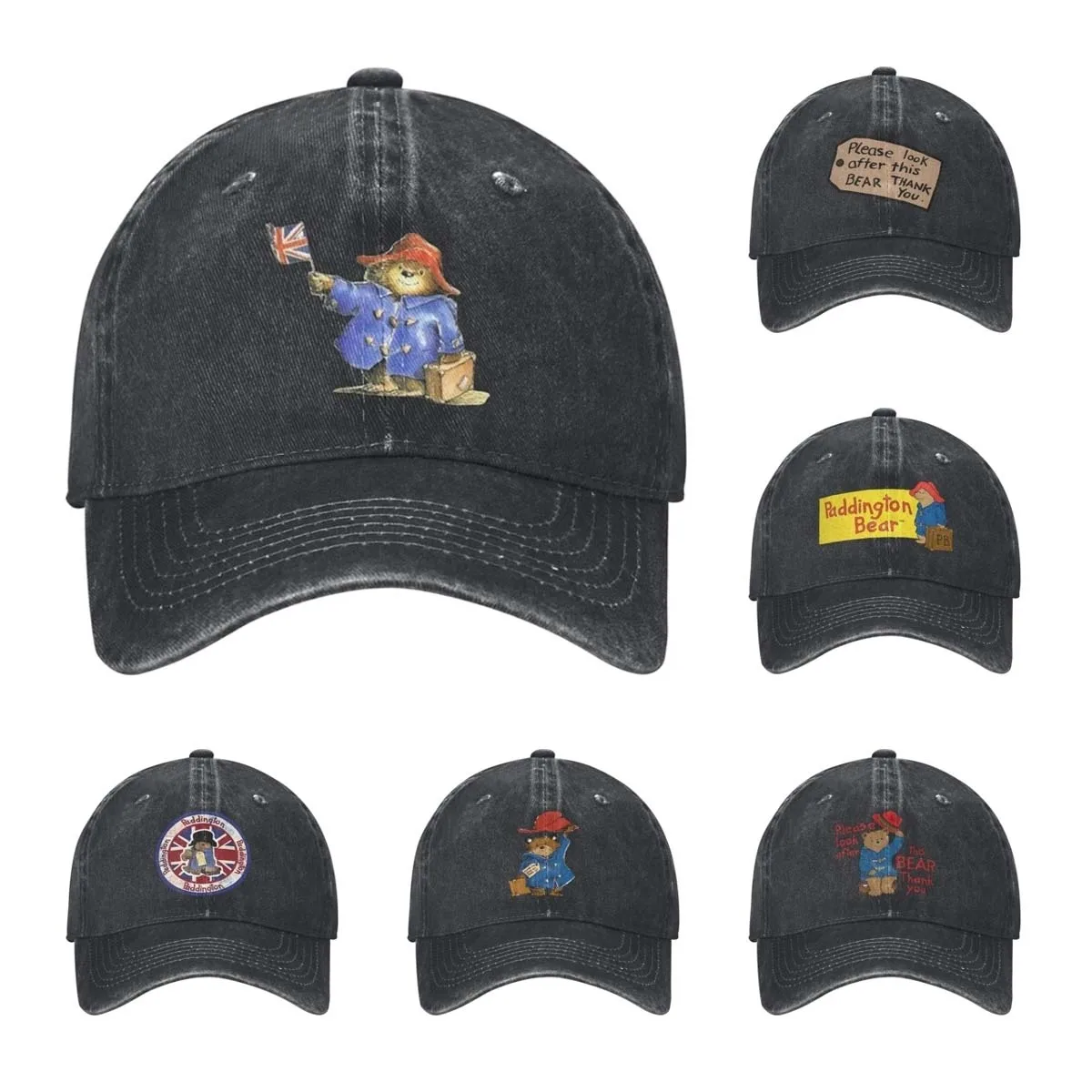 Britain Paddington Brown Bear Men Women Baseball Cap Movie Cartoon Distressed Denim Washed Hats Vintage Outdoor Soft Snapback