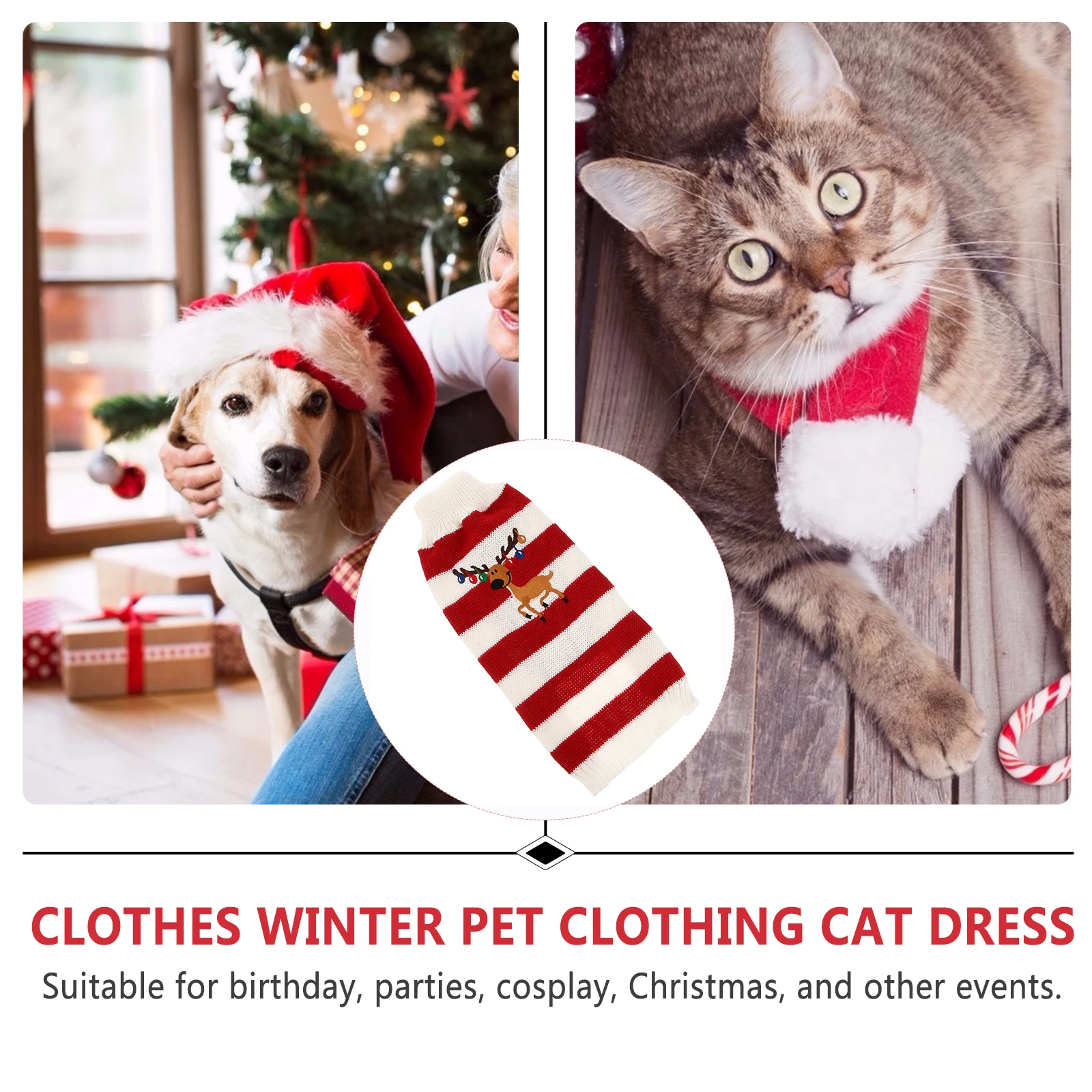 

Winter Clothes for Dog Small Sweater Knitted Christmas Costumes Clothing Reindeer