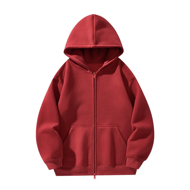 Hooded Cardigan Sweater Casual Loose Double-headed Zipper Jacket  European and American