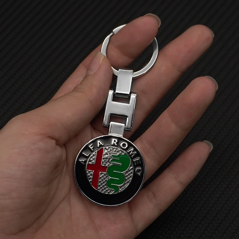 Metal Car Keychain Chain Anti-Loss Key Ring Keyring Pendant for Alfa Romeo 159 147 Giulietta Stelvio 4C MITO 156 Giulia Sportiva