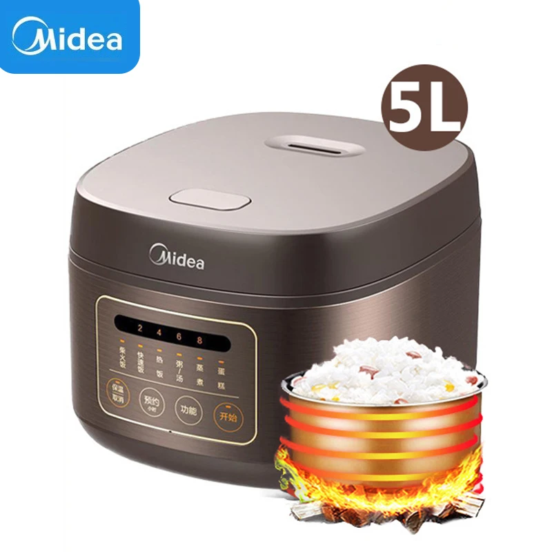 Midea Rice Cooker Large Capacity 4L/5L Suitable for 2-10 People Electric Rice Cooker Multifunctional Home Kitchen Appliances