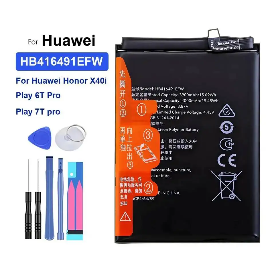 

Mobile Phone Battery Durable HB416491EFW HB536896EFW 4000-6000Mah For Huawei Nova For Honor 6T X40i Play 7T X20 4G Pro