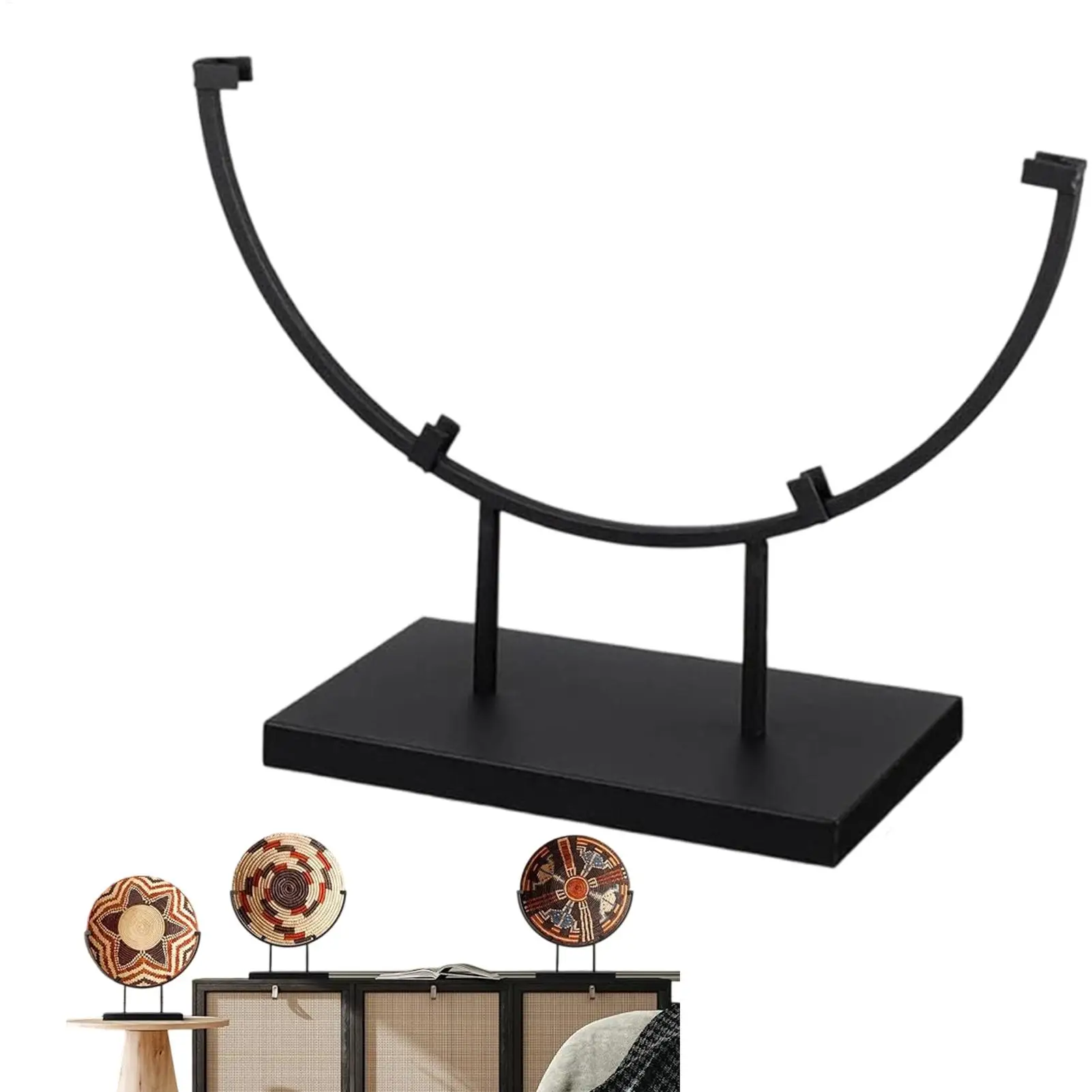 12 Inch Half Round Iron Display Stand Round Metal Tabletop Easel Holder for Crystals Photos Rocks Ornaments Home Decor