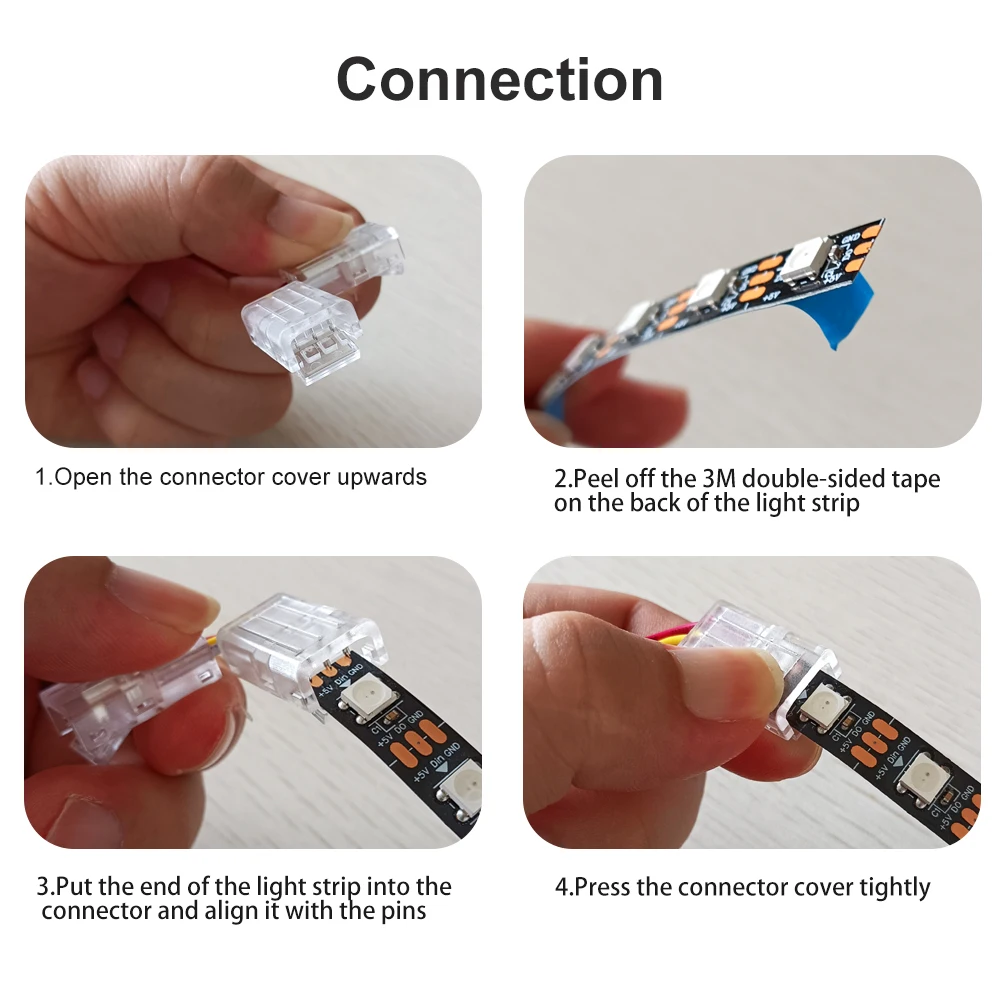 2/3/4/5/6Pin LED Light Strip Corner Connector Transparent Solderless Buckle Board To Board L-Shaped Solderless For RGB RGBW Tape