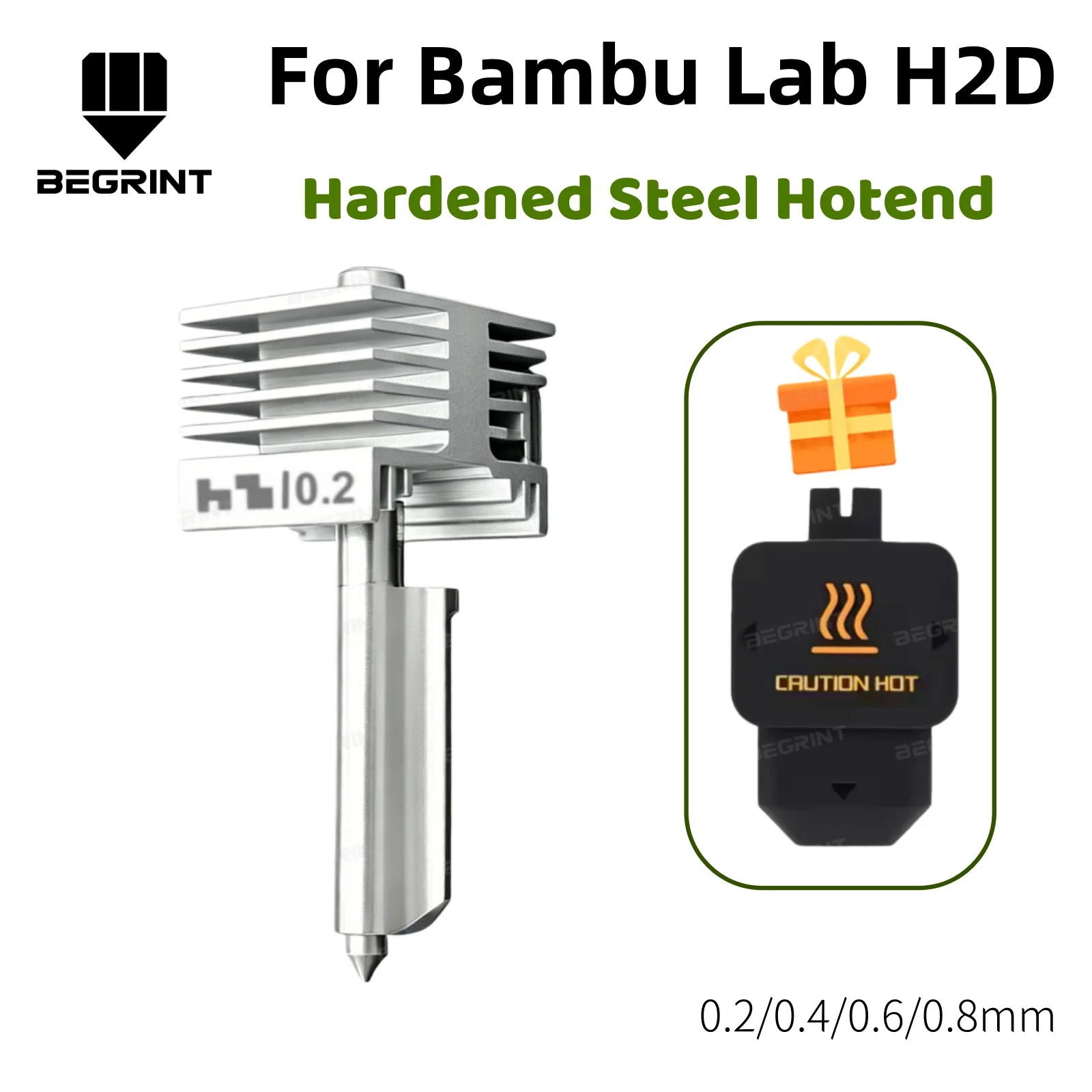 

Premium High Hardness Integrated Hotend Assembly, Wear Resistant One-Piece Structure, 0.2-0.8mm Multi-Size for Bambu Lab H2D H2S