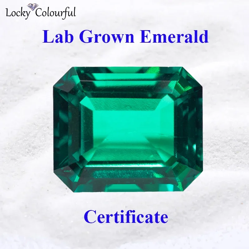 

Lab Grown Columbia Emeralds Top Quality Charms Emerald Cut for DIY Jewelry Making Necklace Materials Selectable AGL Certificate